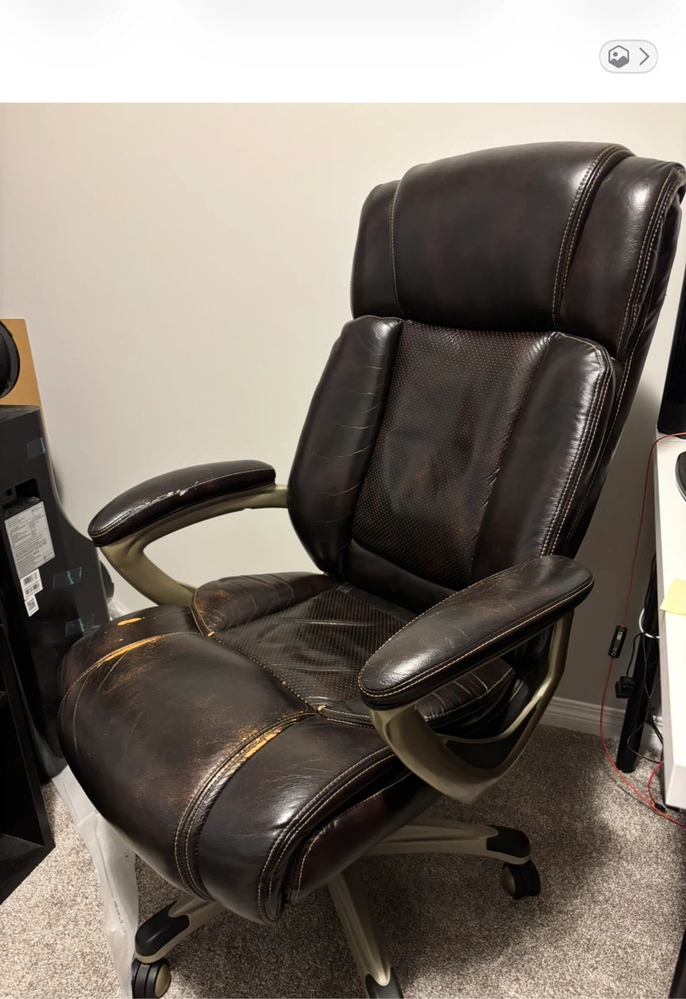 Brown Faux Leather Office Chair - photo 2