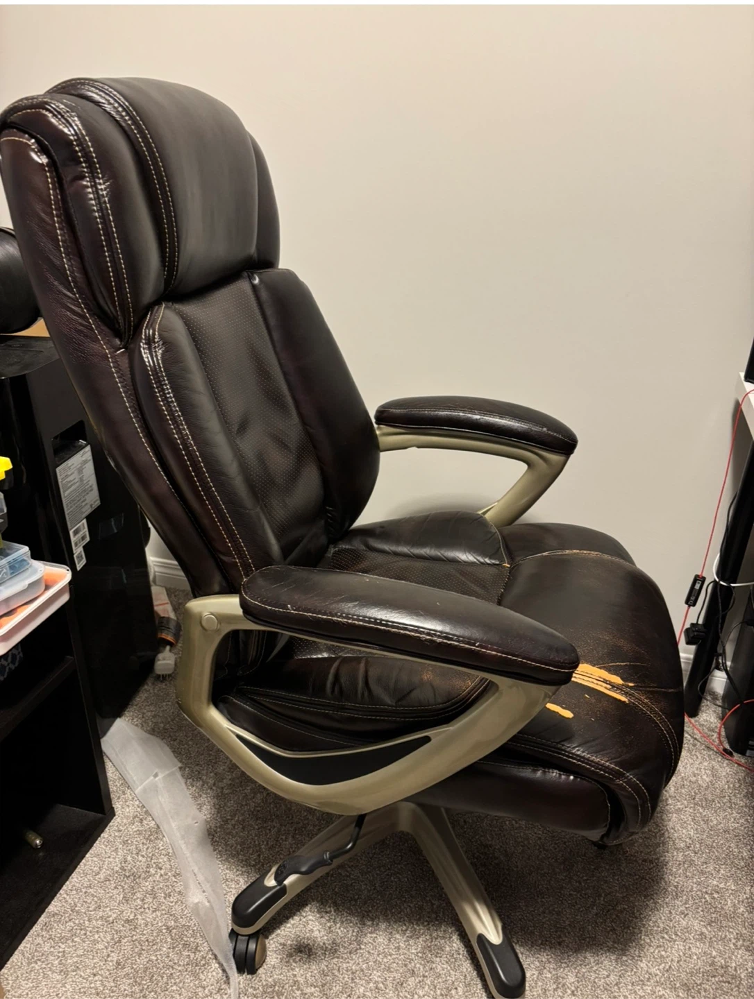 Brown Faux Leather Office Chair