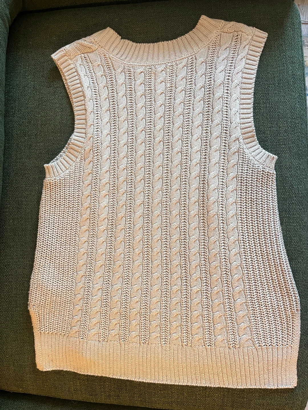 Soft Grey Cable Knit  Sweater Vest- Small - photo 2