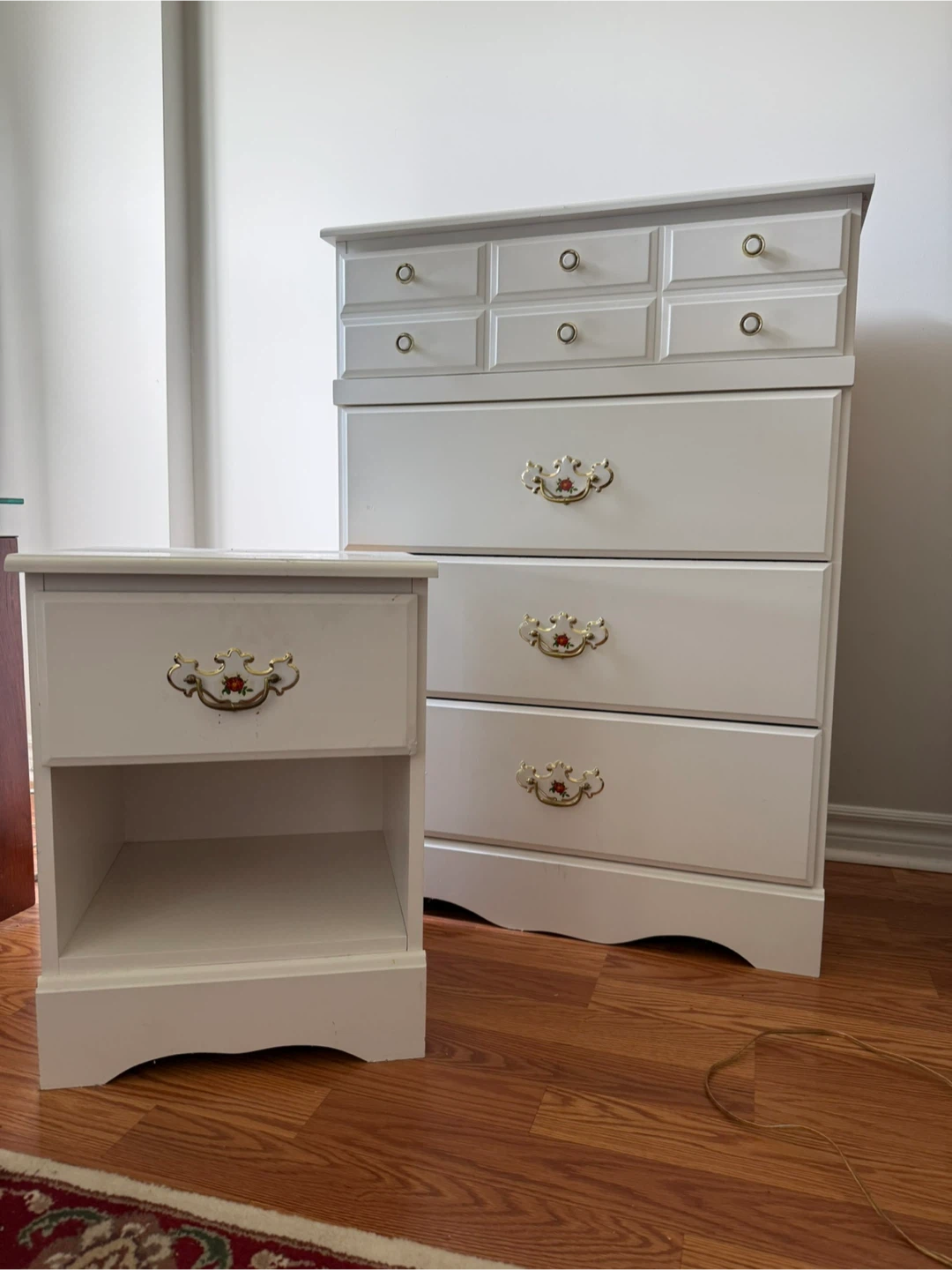 White Dresser and Nightstand Set
