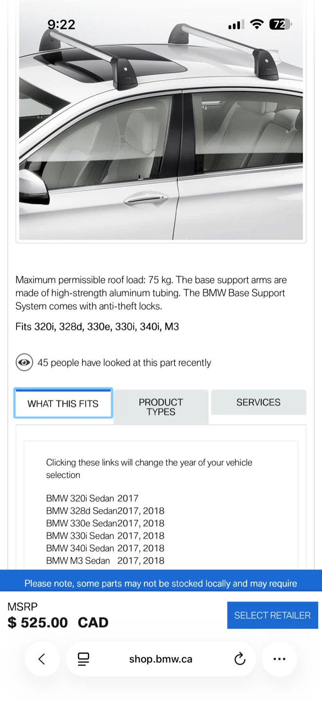 BMW Roof Rack Cross Bars 8271 2 361 814 - photo 5