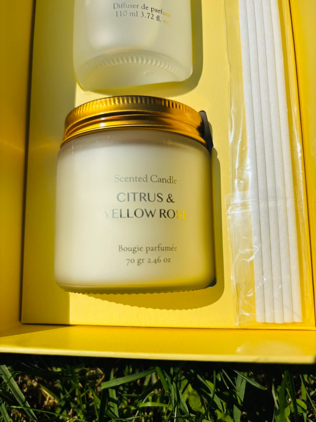 BNIB Laline Citrus & Yellow Rose Fragrance Diffuser & Candle Set - photo 3