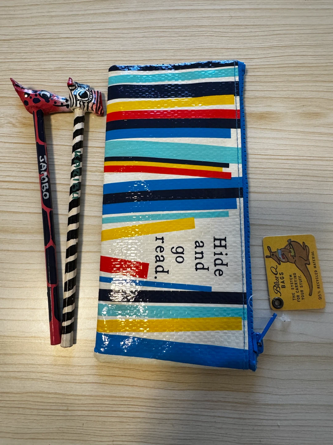 Hand-made pencils or cute pen + Bookworm’s zipper pouch set