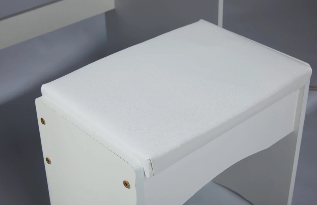 White Vanity Set with Lighted Mirror and Stool - photo 4