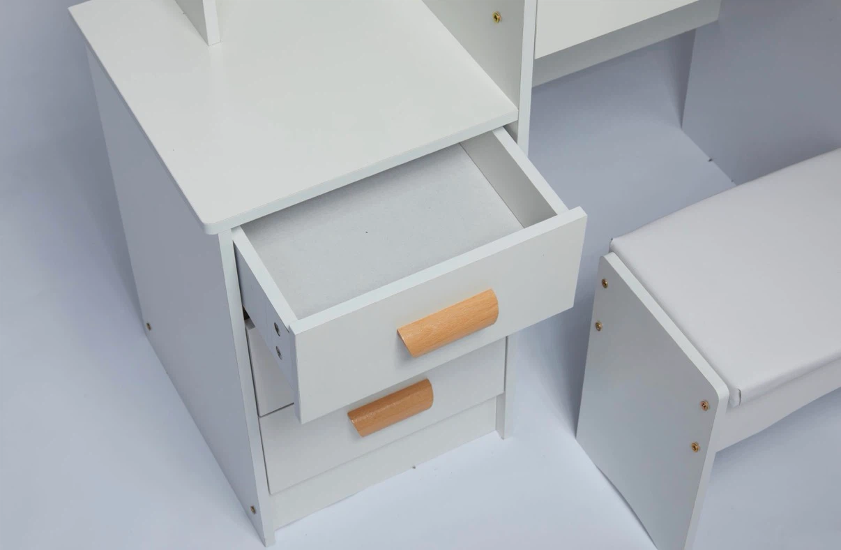 White Vanity Set with Lighted Mirror and Stool - photo 5
