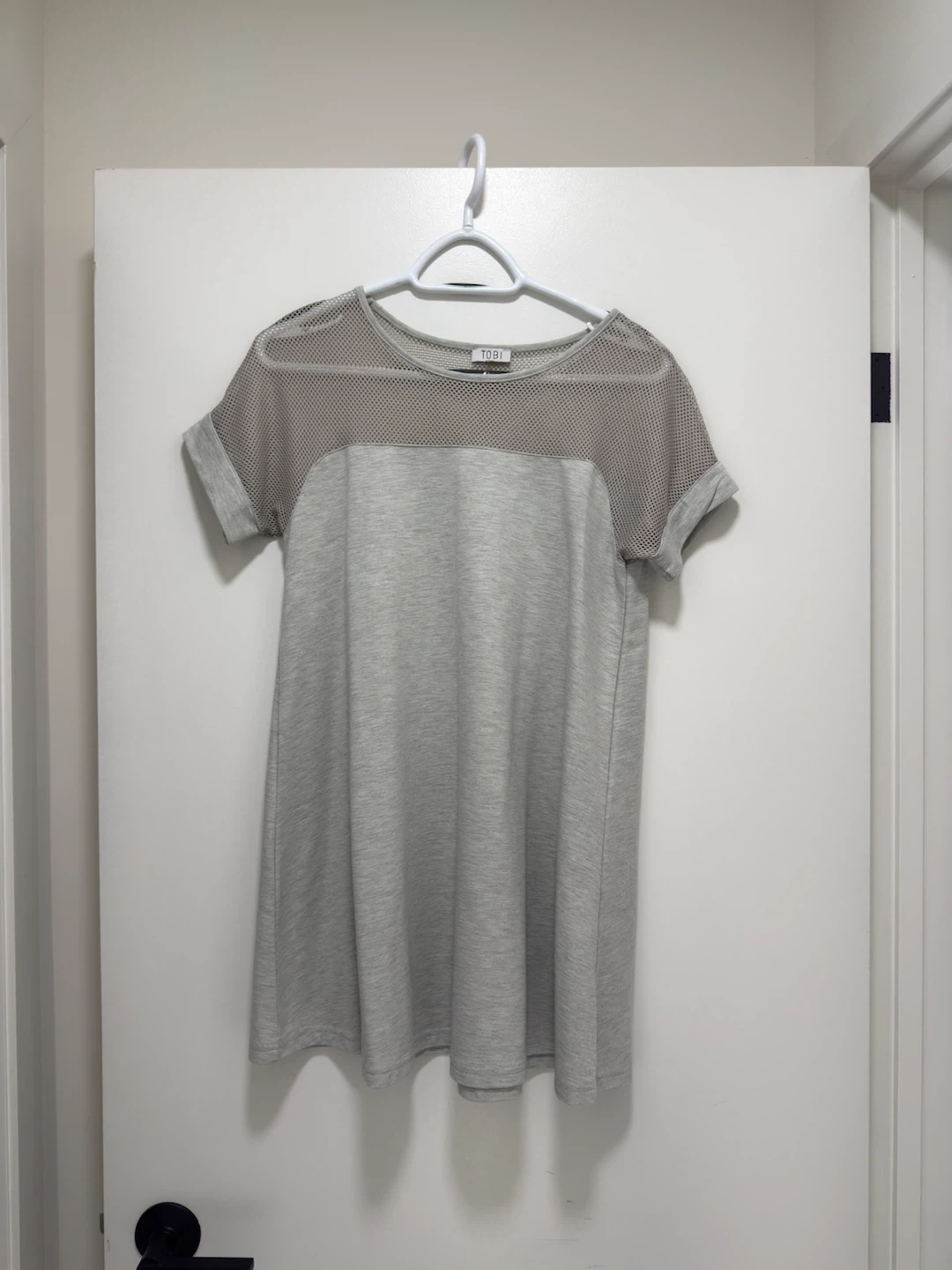 TOBI Grey Mesh Panel T-Shirt Dress