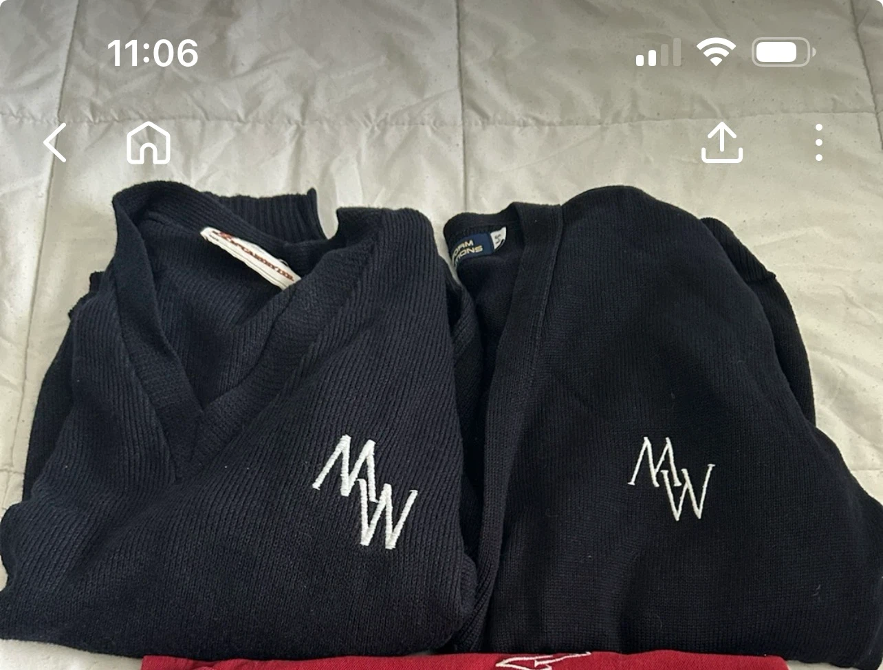 Navy V-Neck Sweaters for Mary Ward School