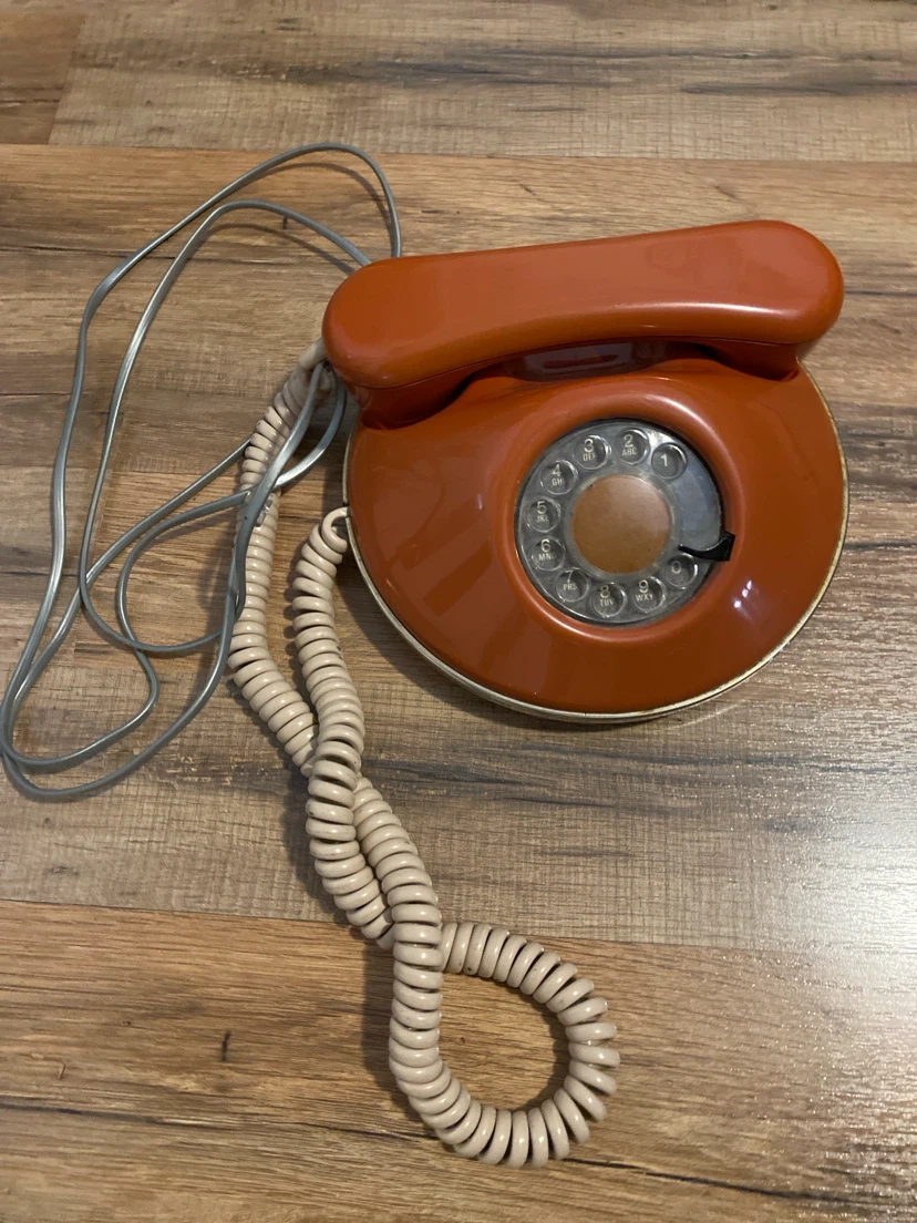 Vintage Rotary Dial Telephone - Orange