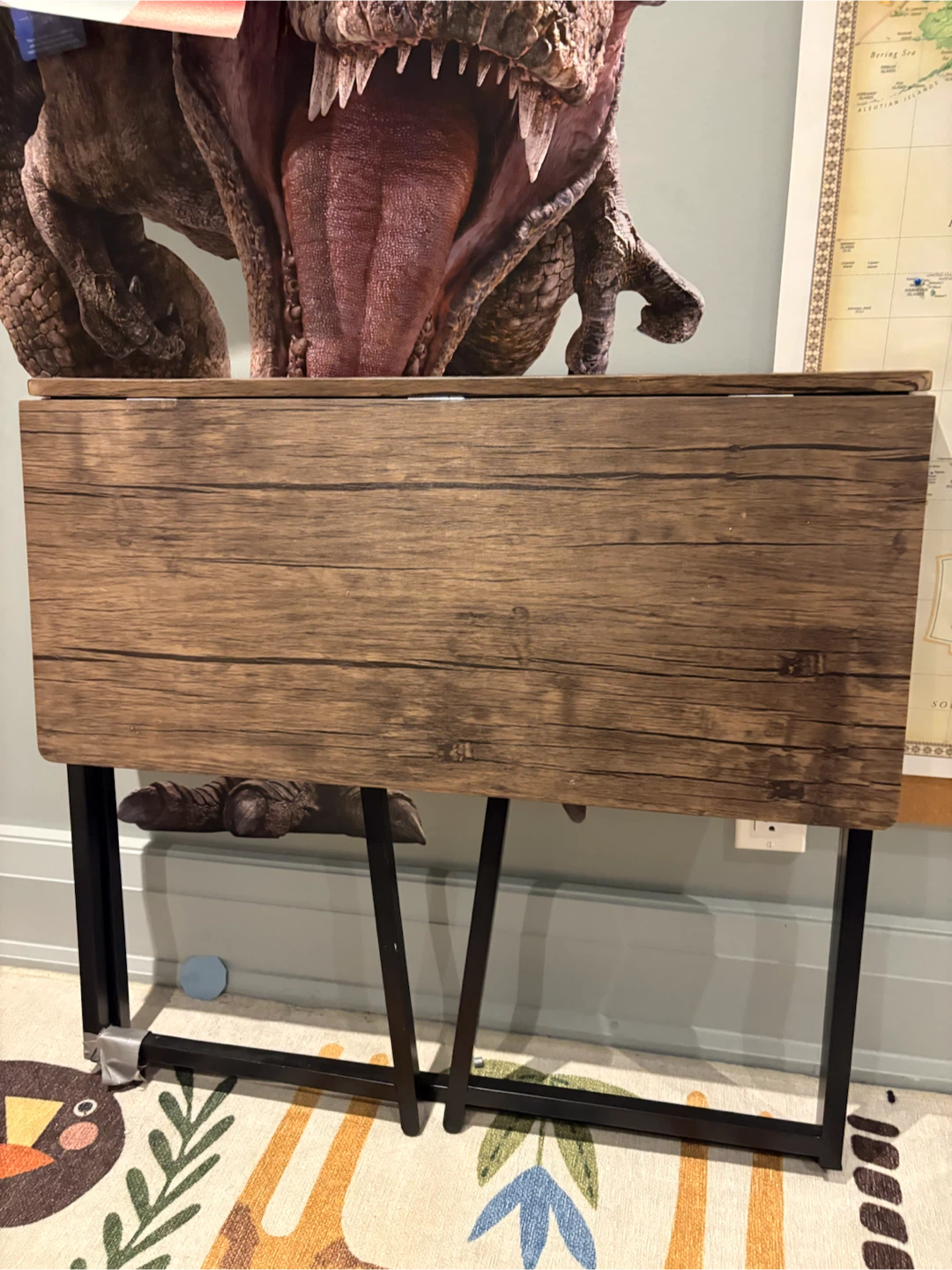 Small Wood Grain Desk with Black Metal Frame - photo 4