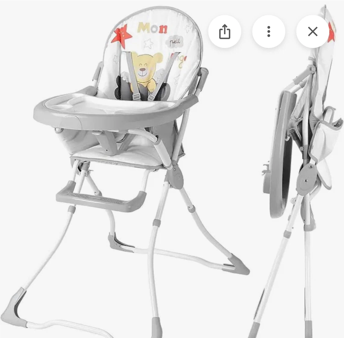 Living Basics High Chair/Chaise Haute - Grey