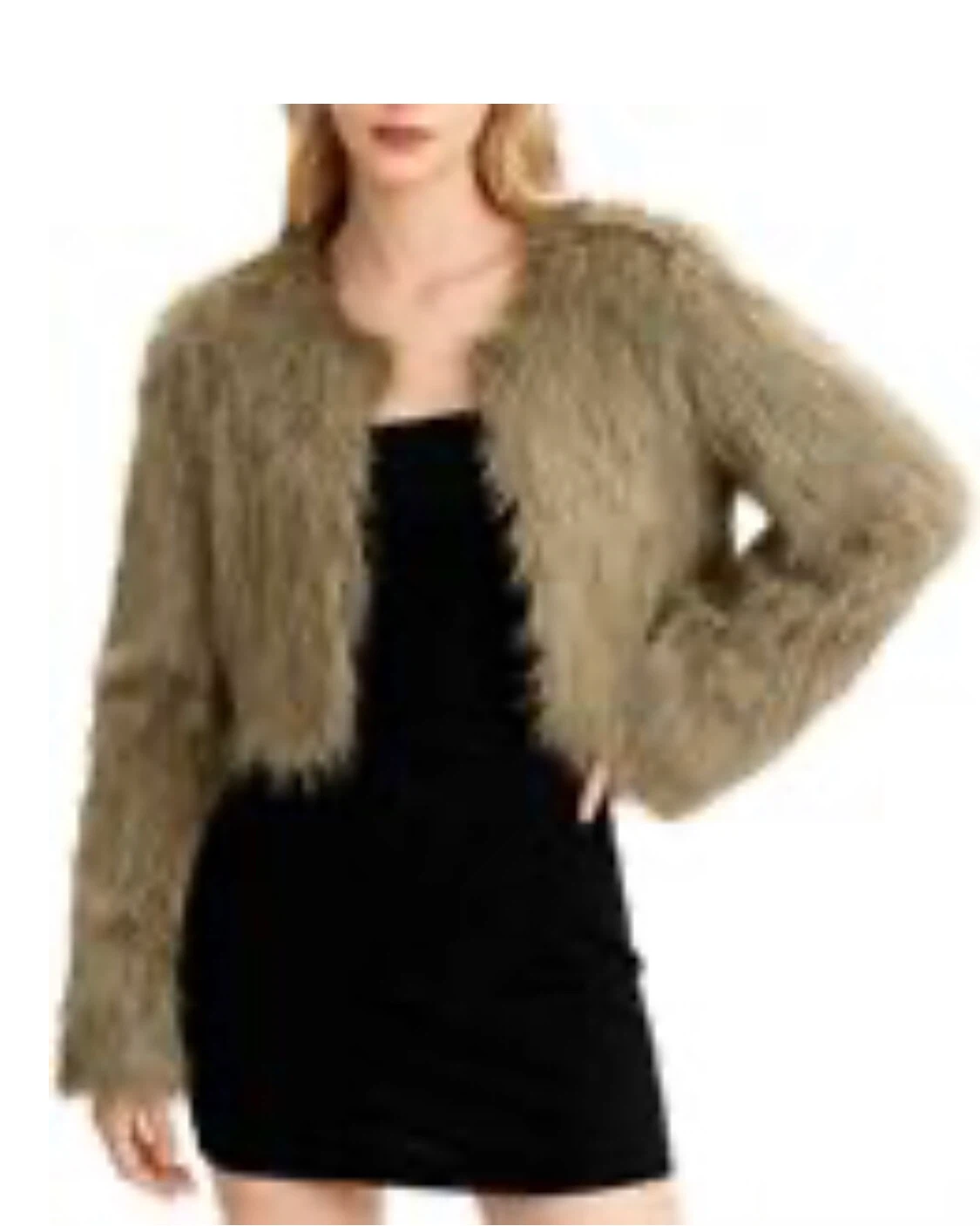 XL Faux Fur Cropped cardigan open front