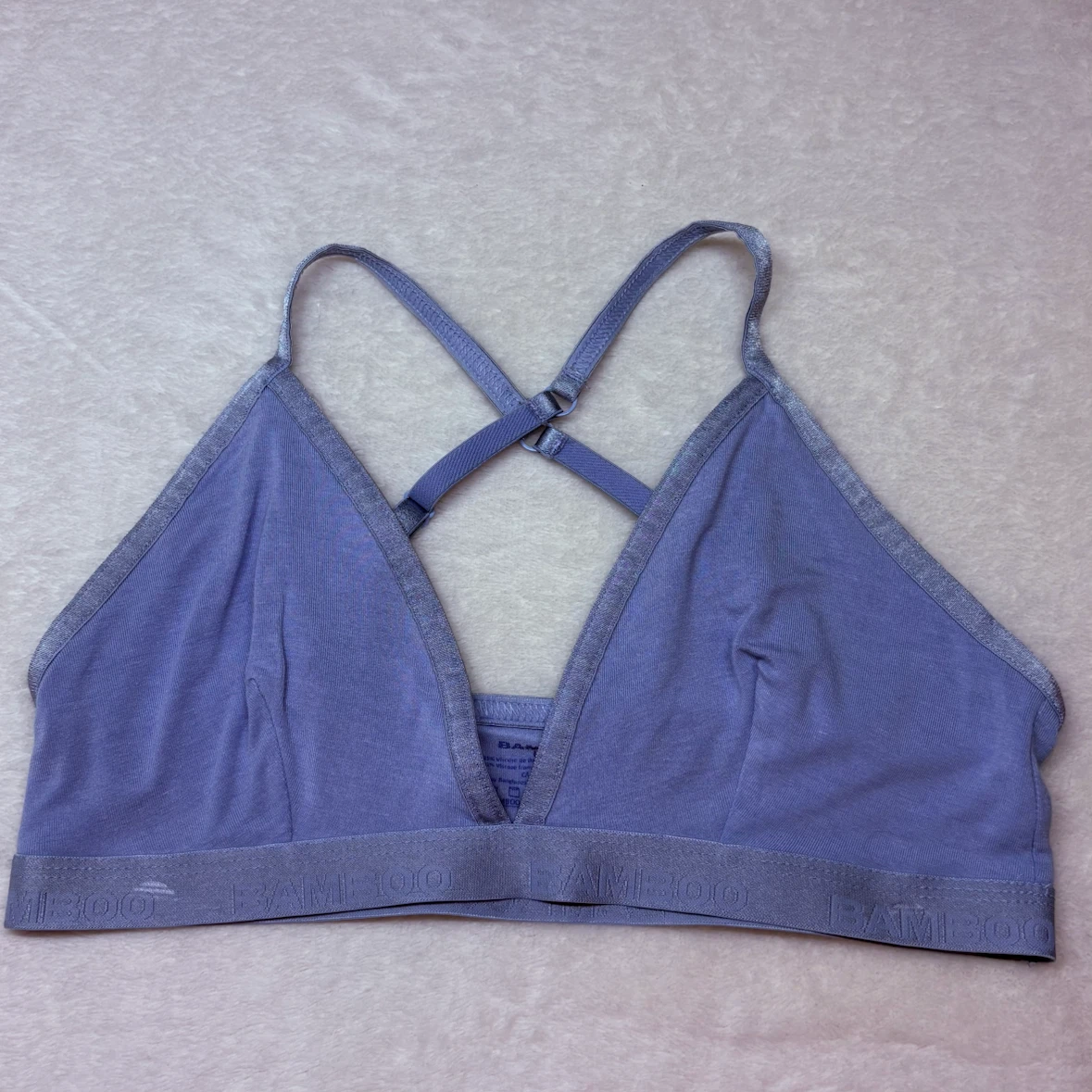 Bamboo Blue Bralette Crisscross Back Wireless Lounge Comfort L - photo 2