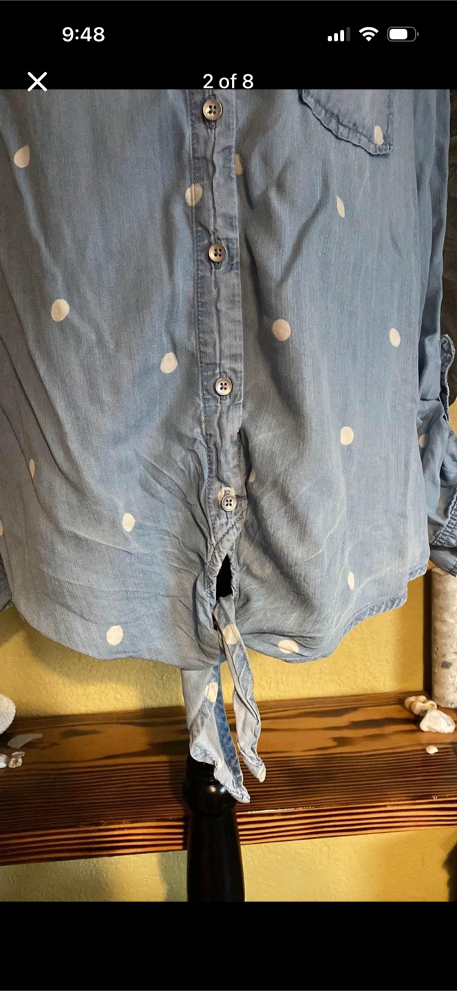 Jordache Spotted Button Up Blouse Top - photo 2