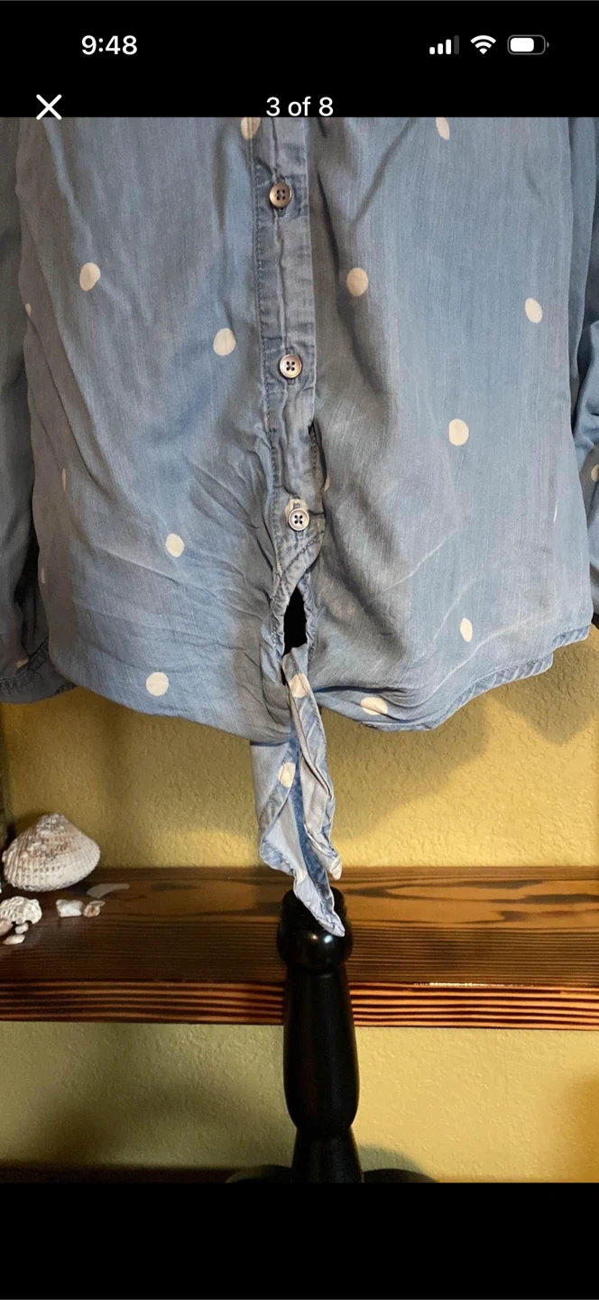 Jordache Spotted Button Up Blouse Top - photo 3