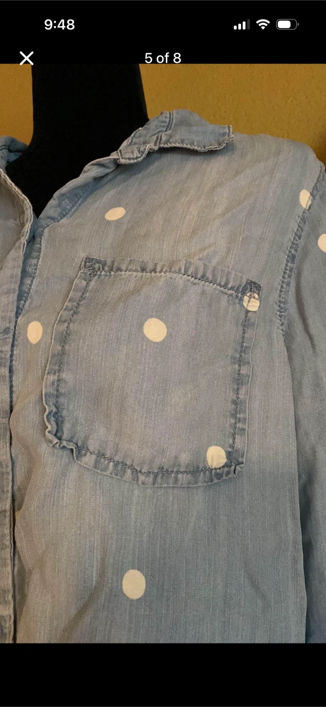 Jordache Spotted Button Up Blouse Top - photo 5