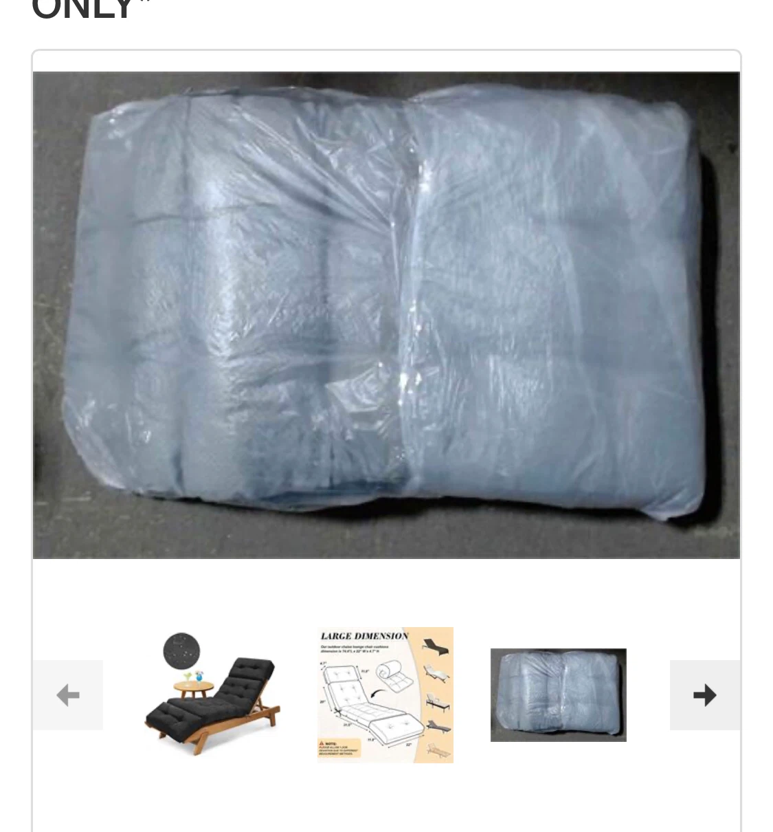 Outdoor black Chaise Lounge Chair Cushion - Black - photo 3