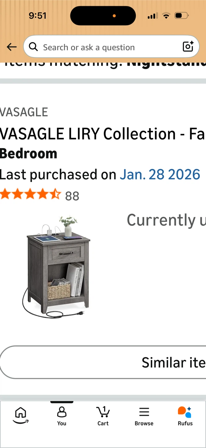 End table nightstandwith Charging Station