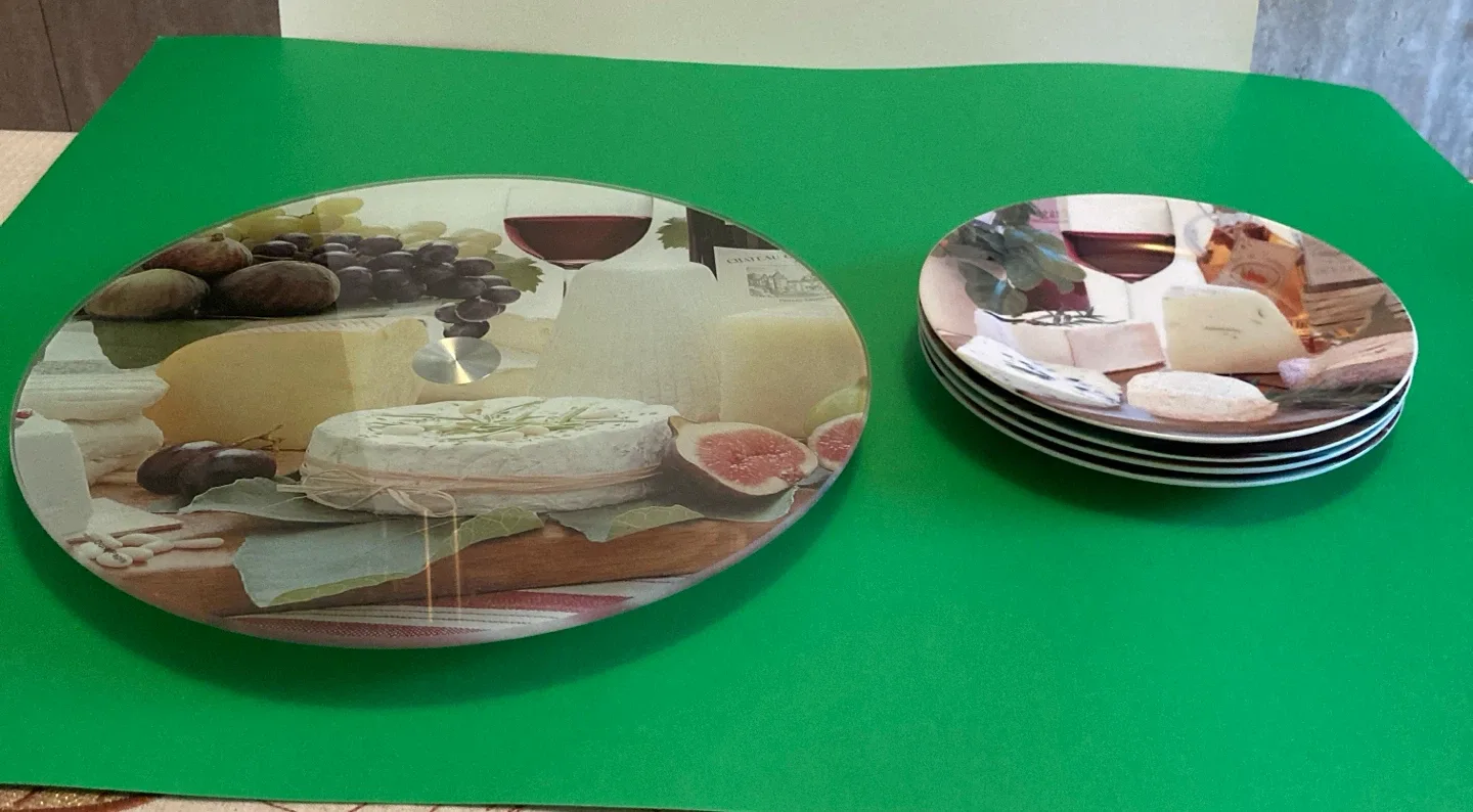 Cheese & Wine Decorative Plates Set