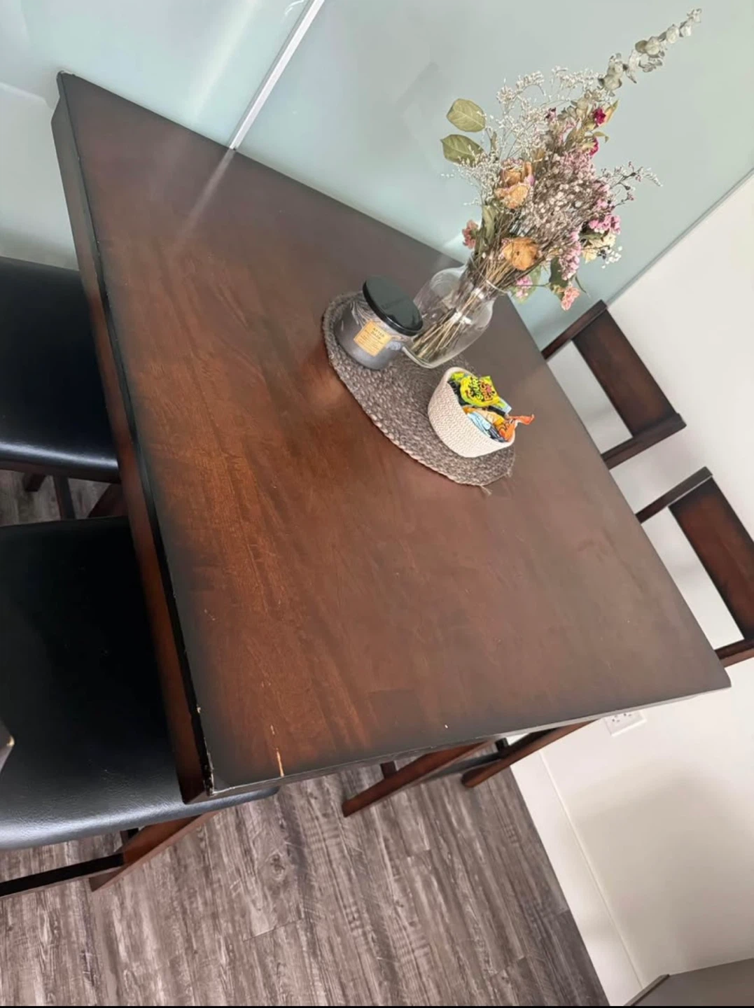 Dark Wood Counter Height Dining Set with 4 Chairs - photo 3