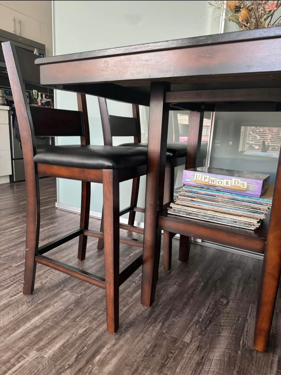 Dark Wood Counter Height Dining Set with 4 Chairs - photo 4