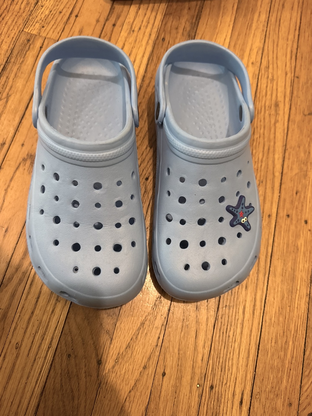 Light Blue Crocs with Starfish Charm - Size 10 (40)