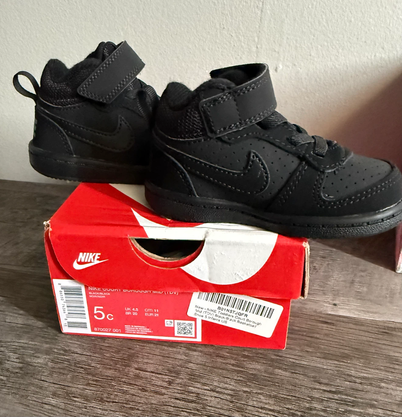 Nike Court Borough Mid (TDV) Toddler Shoes - Black 5c - photo 2