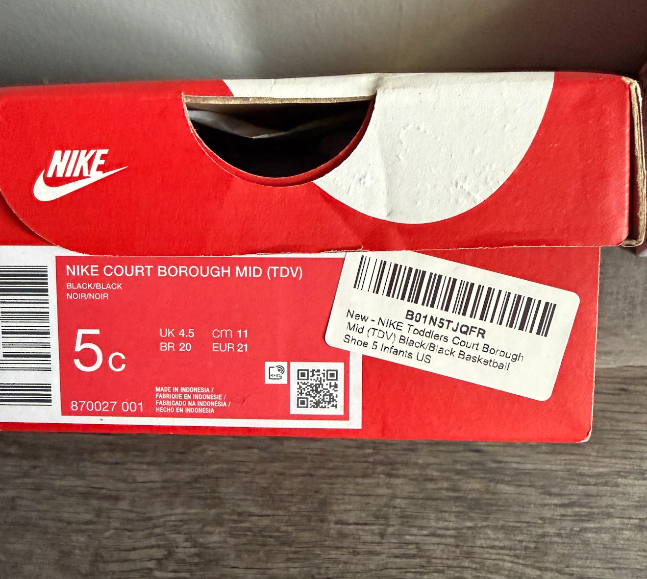 Nike Court Borough Mid (TDV) Toddler Shoes - Black 5c - photo 5