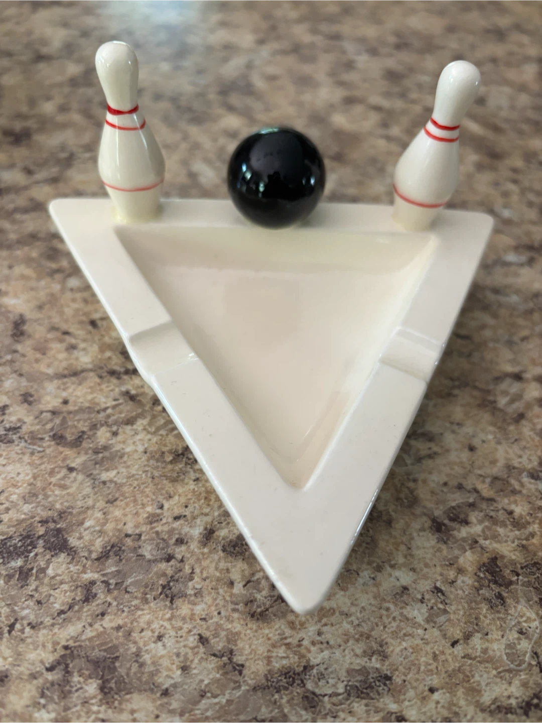 Ceramic Ashtray with Bowling Pins and Ball