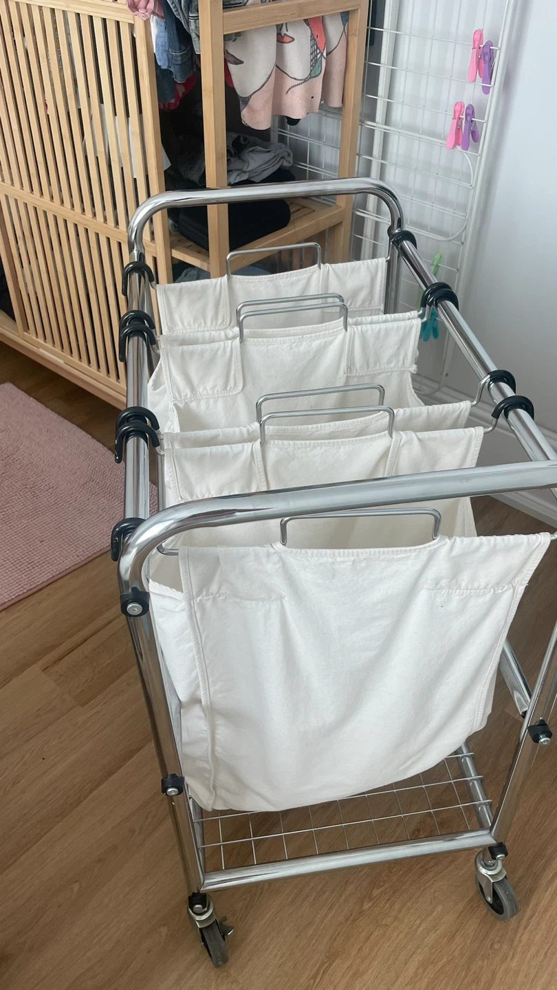 3-Bag Laundry Sorter Cart on Wheels