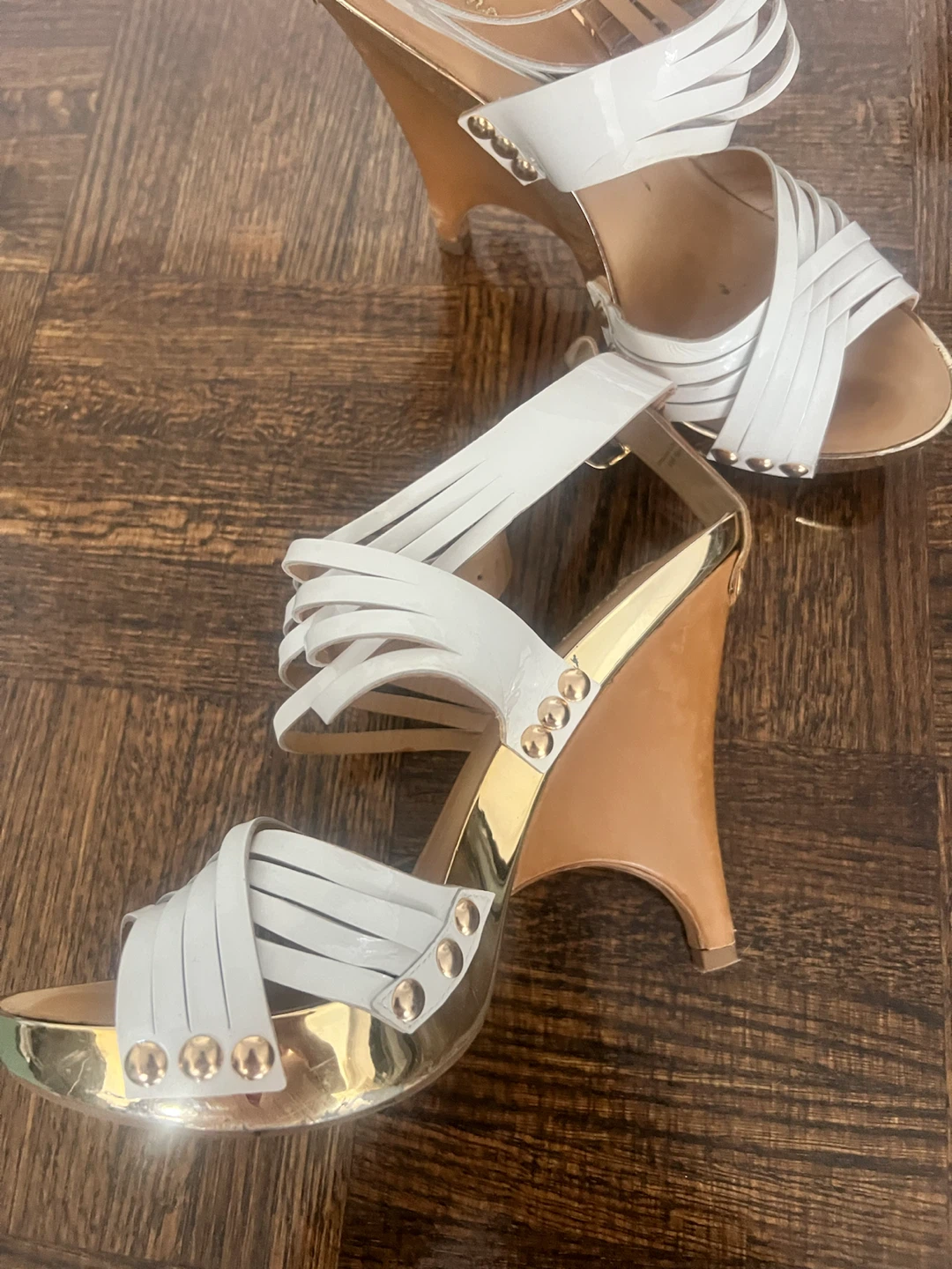 White and Gold Wedge Sandals - photo 3