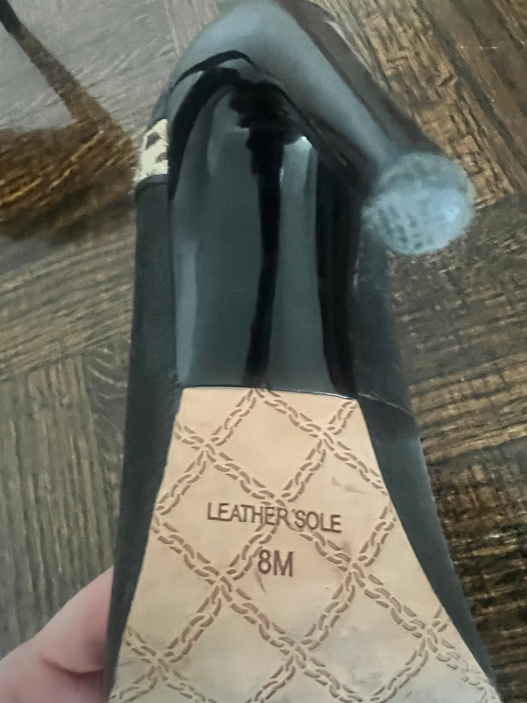 L.A.M.B. Black Peep-Toe Heels Size 8M - photo 3