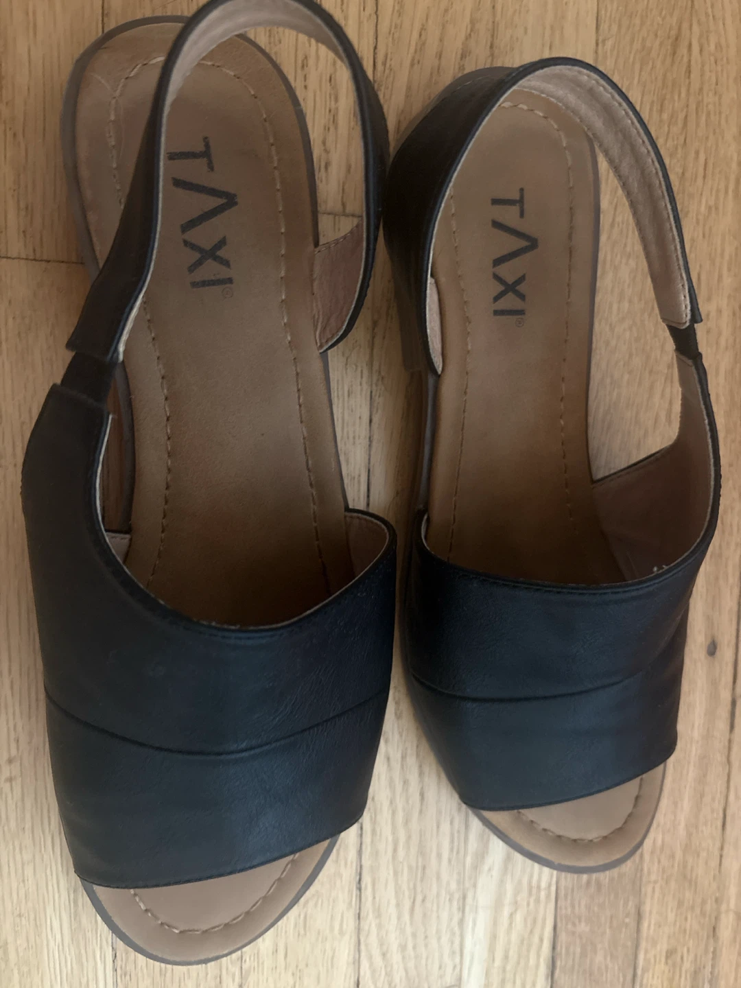TAXI Black Slingback Sandals Size 8 - photo 3