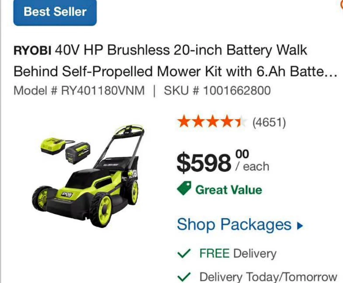 Brand new RYOBI 40v HP brushless 20in Lawn Mower - photo 4