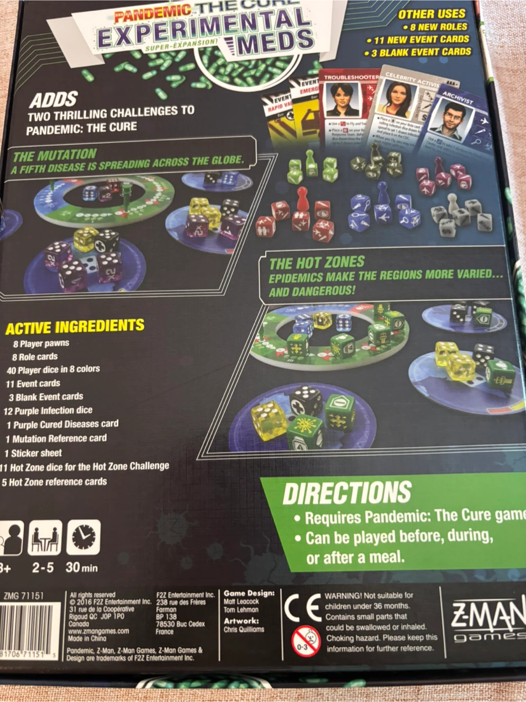 Pandemic: The Cure Experimental Meds Super-Expansion Board Game - photo 2