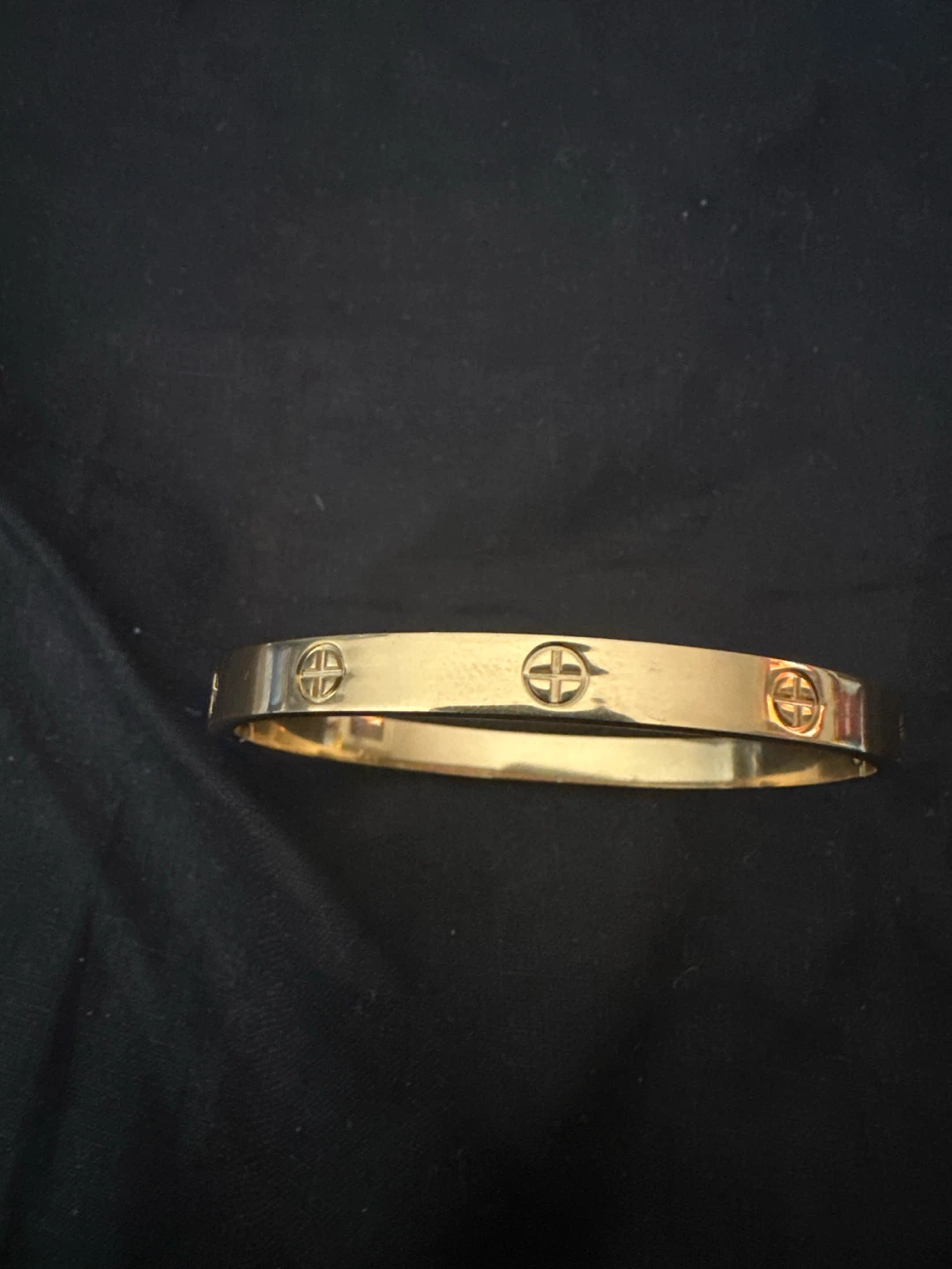 Gold-tone Bangle Bracelet with Engraved Design