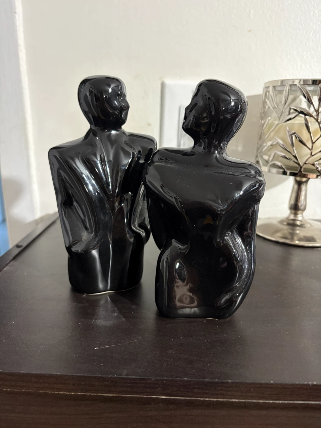 Pair of Black Ceramic Figurines