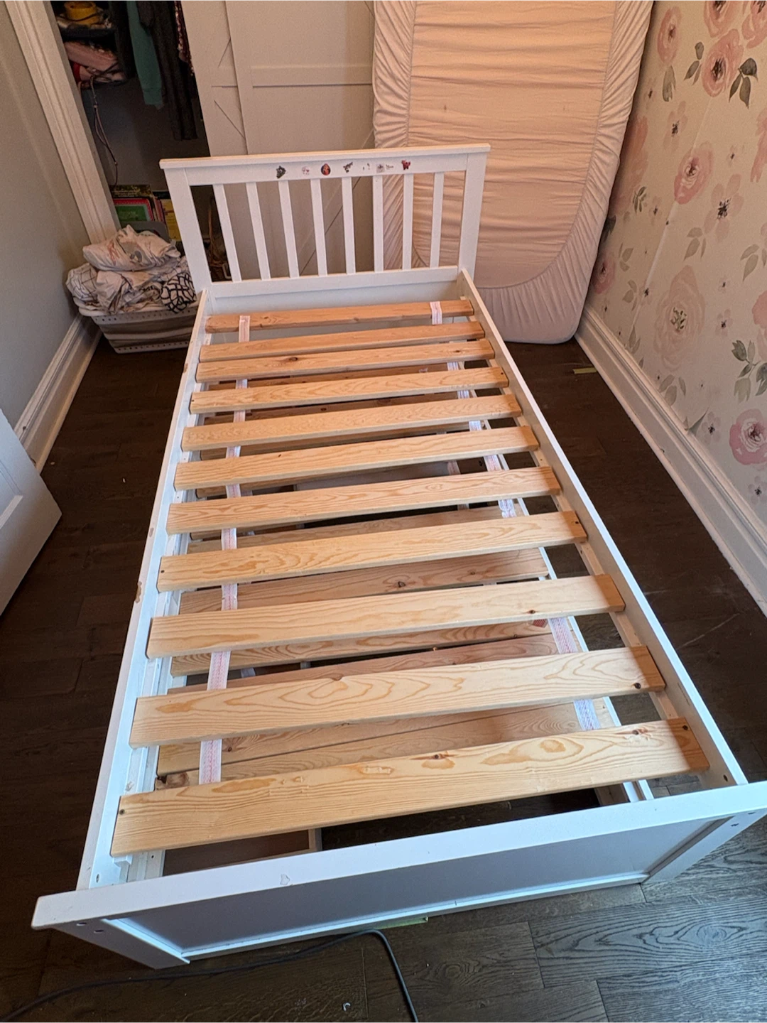 White Toddler Bed Frame with Slats