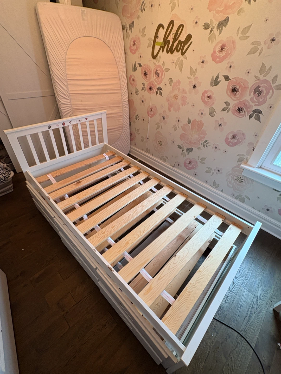 White Toddler Bed Frame with Slats - photo 4
