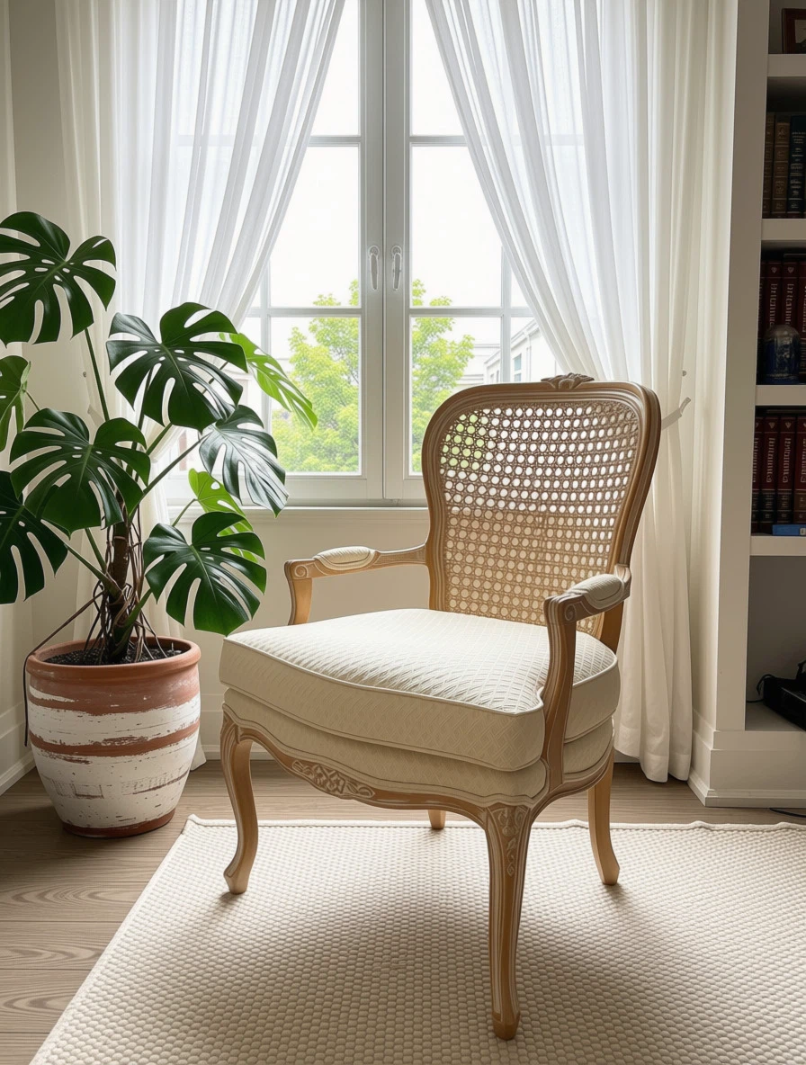 French Inspired Cane Back Occasional Chair