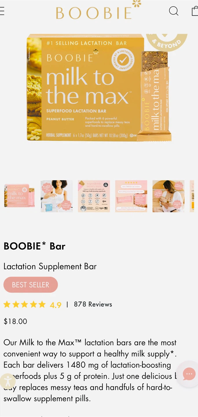 5 boxes of Boobie Milk to the Max Superfood Lactation Bars