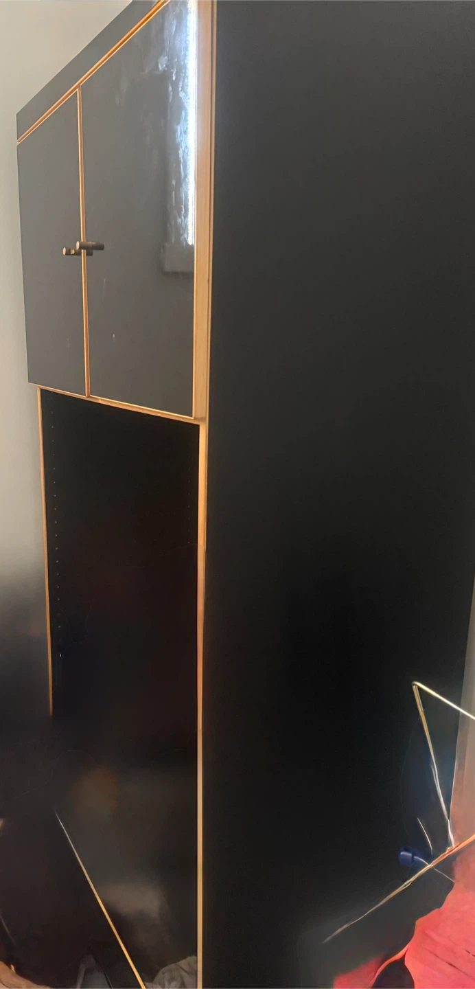 Black Storage Cabinet with Gold Trim - photo 2