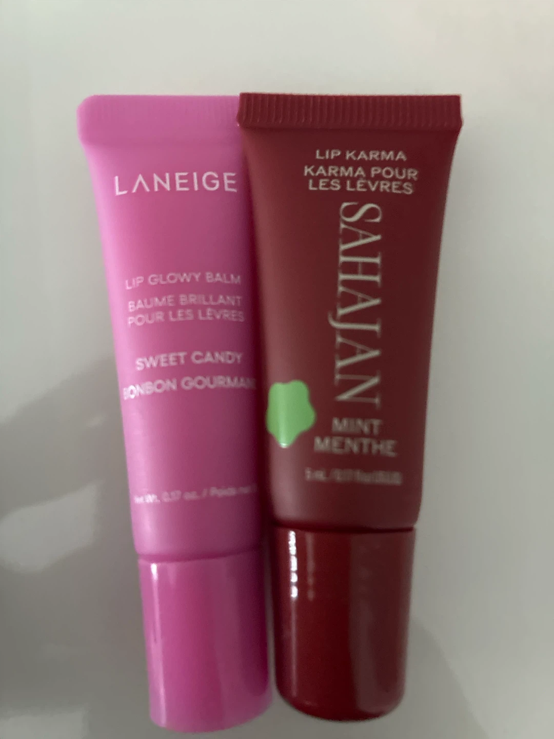 Laneige Lip Glowy Balm Sweet Candy & Sahajan Lip Karma Mint