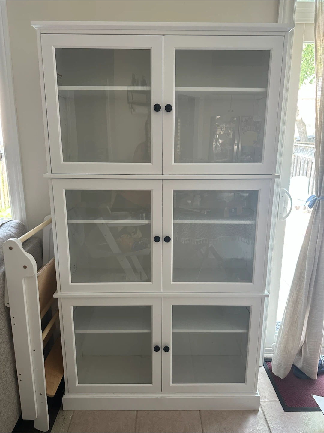 White Display Cabinet with Glass Doors