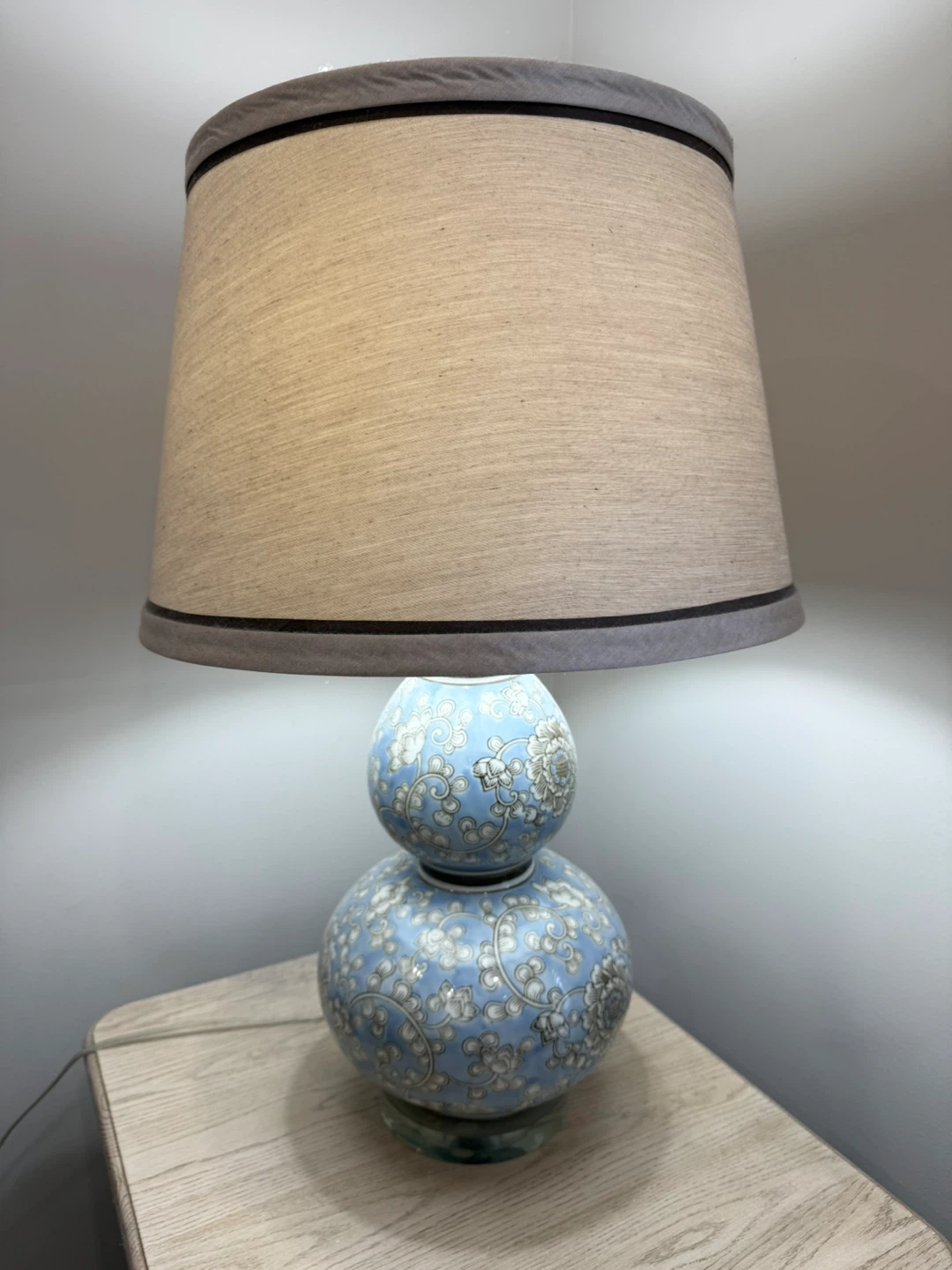 Blue Floral Double Gourd Ceramic Table Lamp