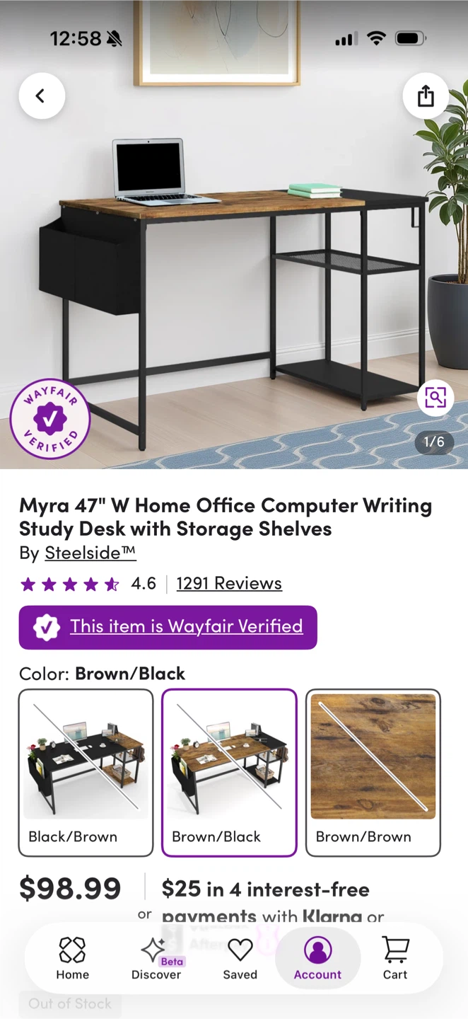 Steelside Myra 47" W Home Office Computer Writing Study Desk - photo 2