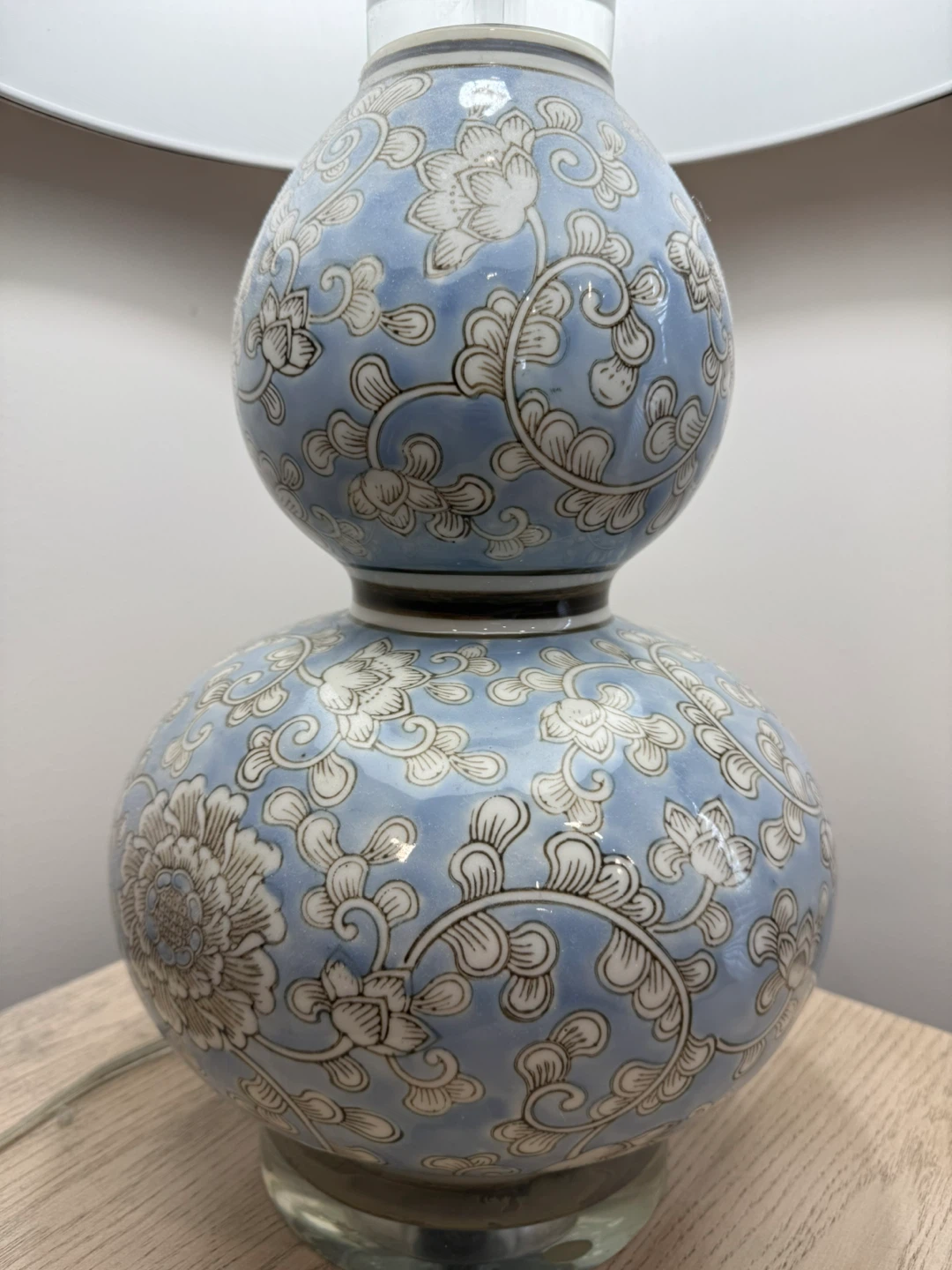 Blue Floral Double Gourd Ceramic Table Lamp - photo 2