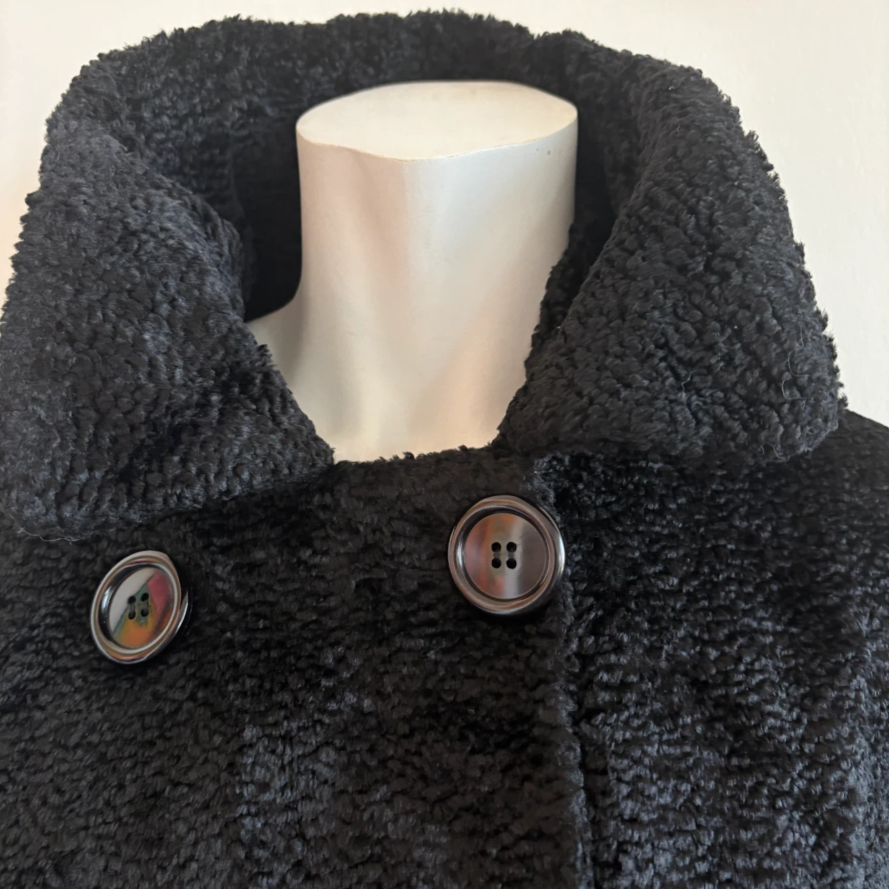 Black Faux Persian lamb Fur Coat - photo 2