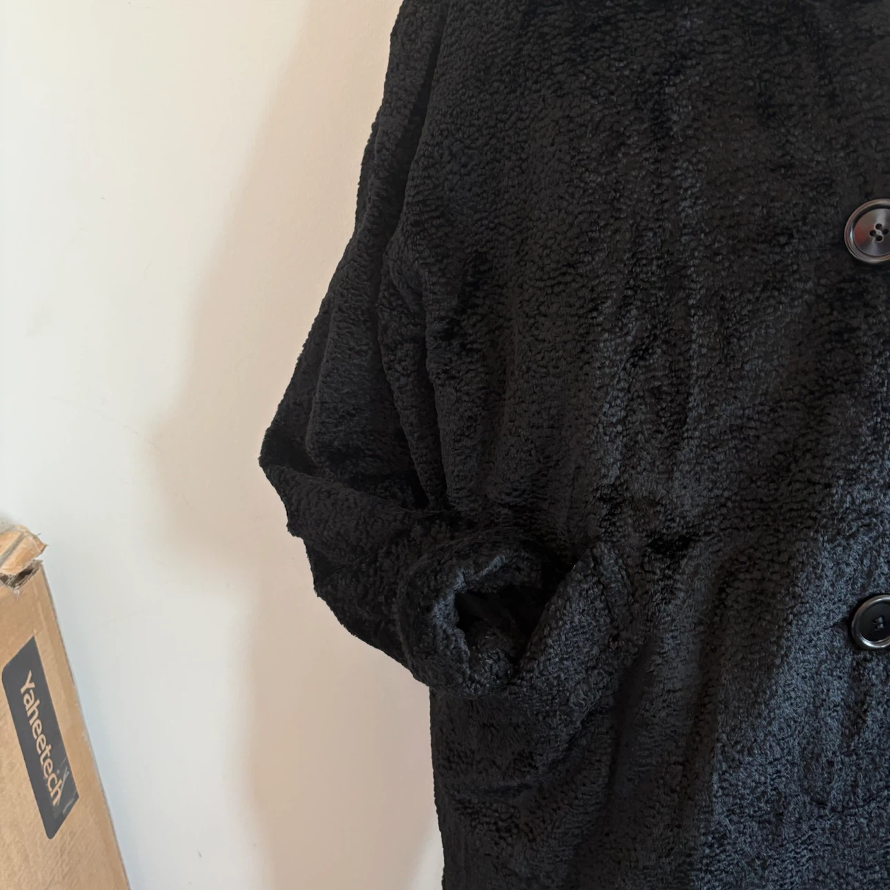 Black Faux Persian lamb Fur Coat - photo 3