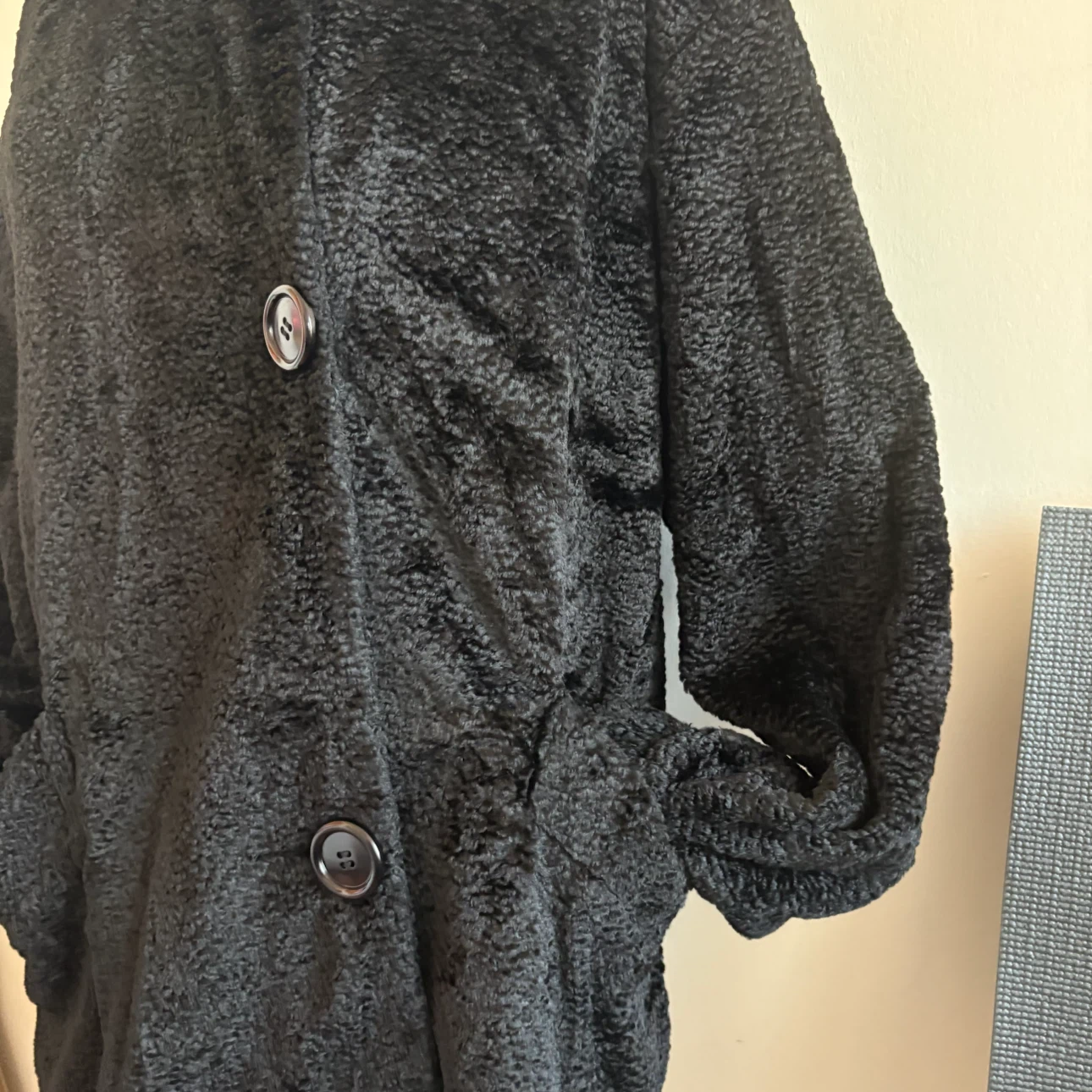 Black Faux Persian lamb Fur Coat - photo 4