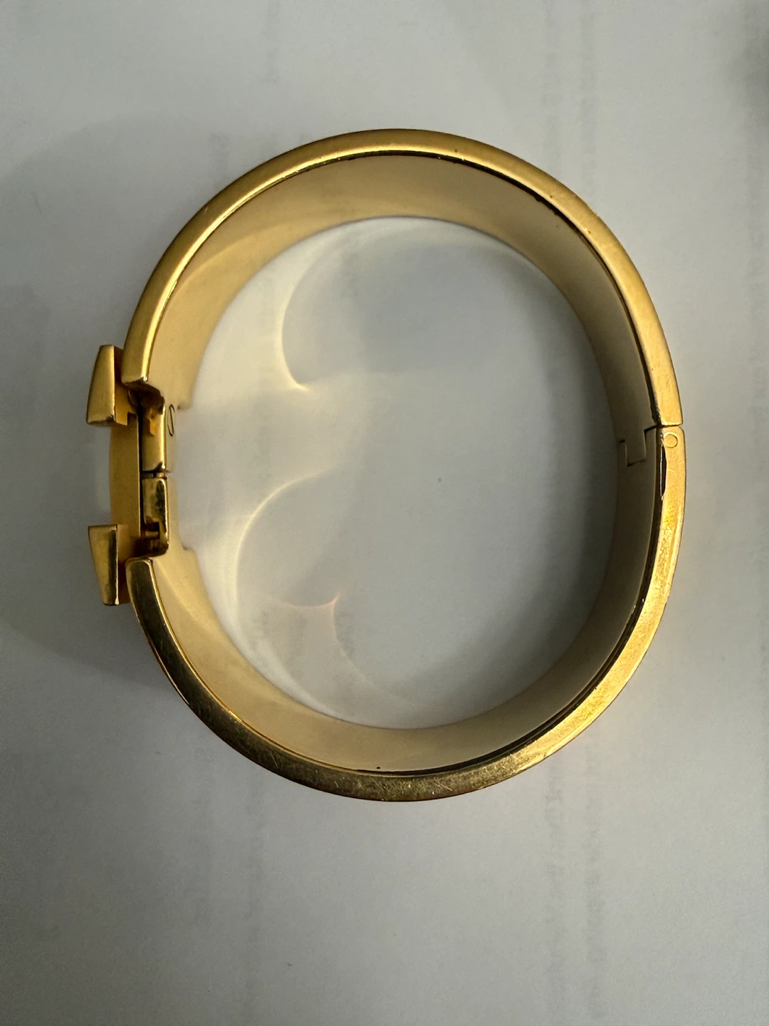 Hermès Paris Gold & Orange Enamel H Bracelet - photo 4